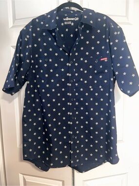 Wolverine Navy Button-Up Short Sleeve Star Print Shirt